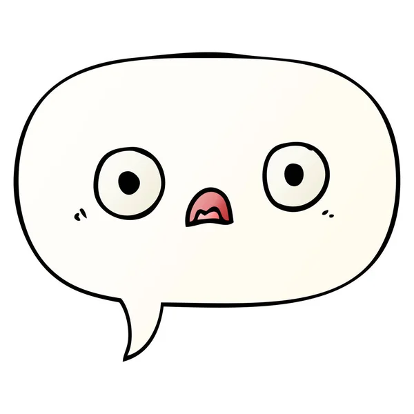 Pürüzsüz degrade tarzında sevimli karikatür yüz ve konuşma balonu — Stok Vektör