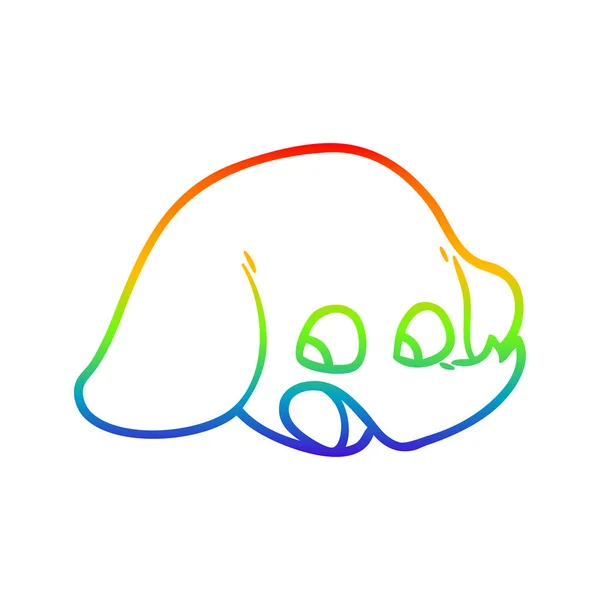 Rainbow gradient line drawing shocked cartoon elephant face — Stock Vector