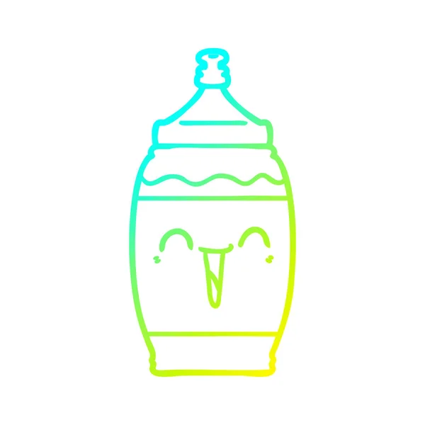 Línea de gradiente frío dibujo dibujos animados feliz bebida deportiva — Vector de stock