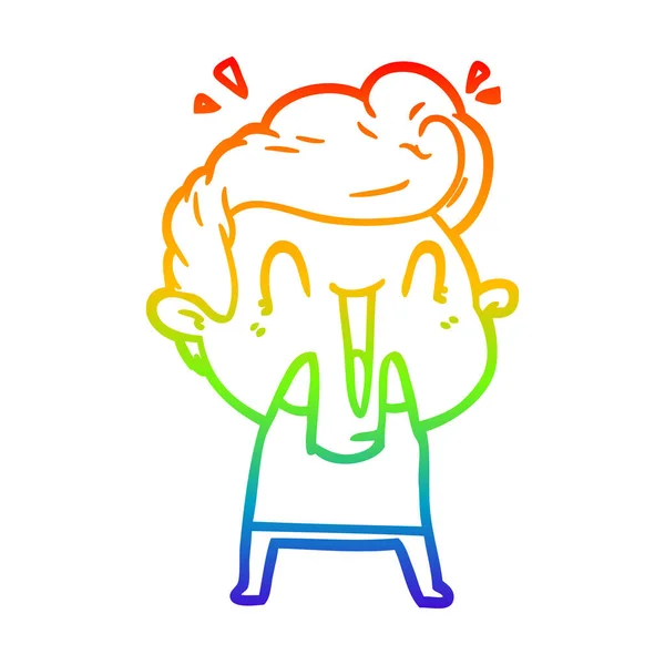 Rainbow gradient ligne dessin dessin animé heureux homme rire — Image vectorielle