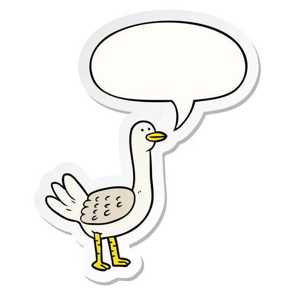 Karikatür kuş ve konuşma kabarcık etiket — Stok Vektör