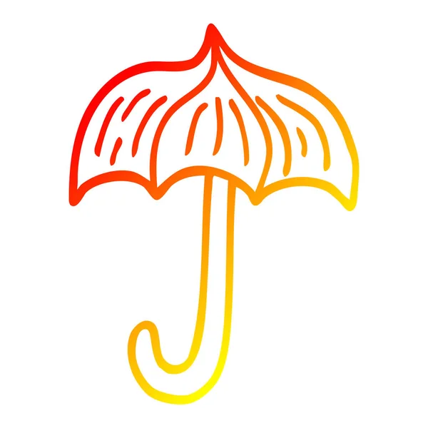 Ciepły gradient linia kreskówka parasol rysunek symbol tatuaż — Wektor stockowy
