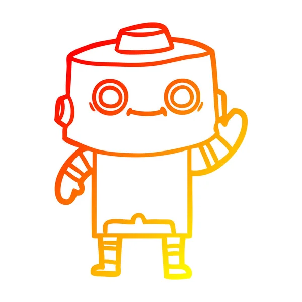 Línea de gradiente caliente dibujo robot de dibujos animados — Vector de stock