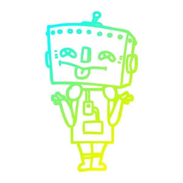 Linea di gradiente freddo disegno robot cartone animato — Vettoriale Stock