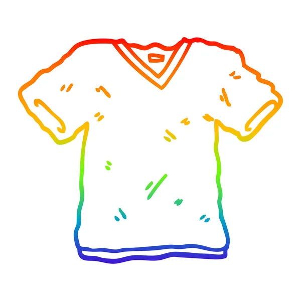 Rainbow gradient linje ritning tecknad tee shirt — Stock vektor