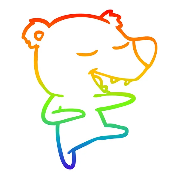 虹のグラデーションライン描画漫画クマ — ストックベクタ