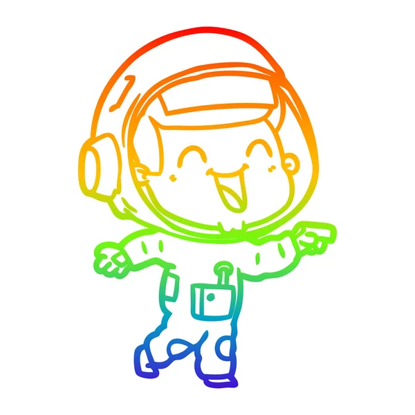 Радужная градиентная линия рисунок счастливый астронавт мультфильма — стоковый вектор