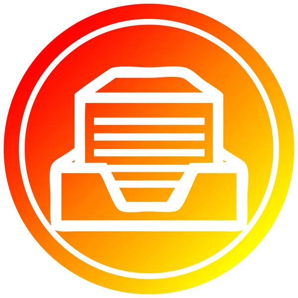 Office papier stack circulaire in warm gradiënt spectrum — Stockvector