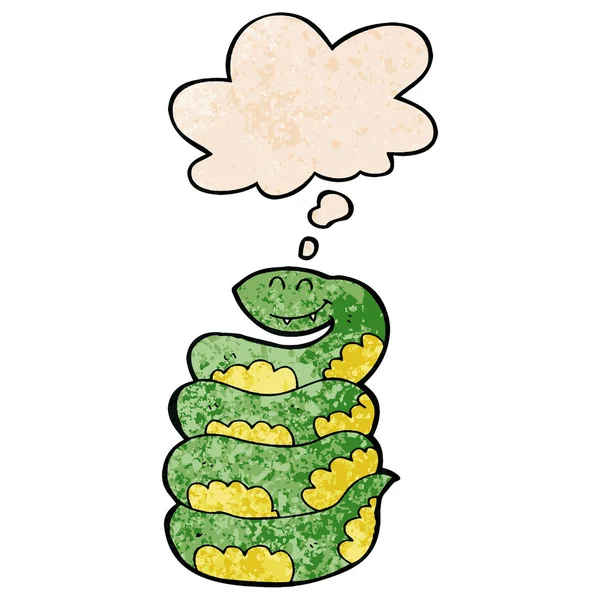Karikatür yılan ve grunge doku desen tarzında düşünce balonu — Stok Vektör