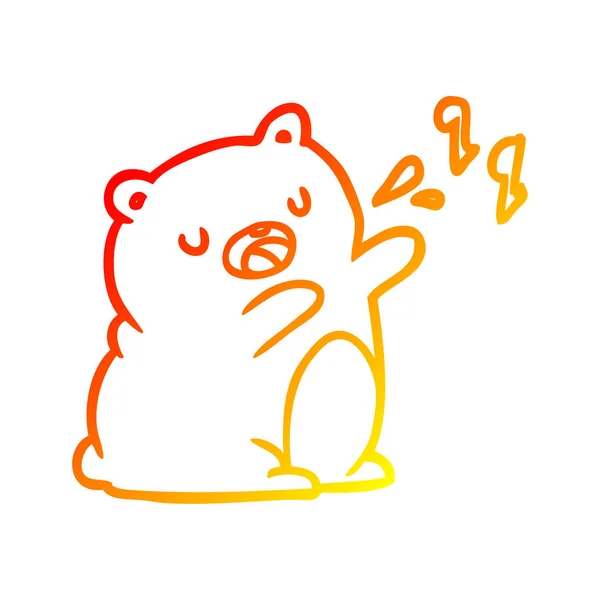 Dessin ligne gradient chaud ours chantant une chanson — Image vectorielle