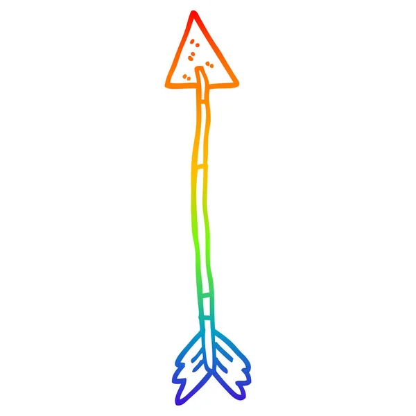 Regenbogen-Gradienten-Linie Zeichnung Cartoon alter Pfeil — Stockvektor