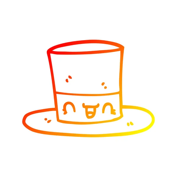 Linha gradiente quente desenho caricatura chapéu superior —  Vetores de Stock