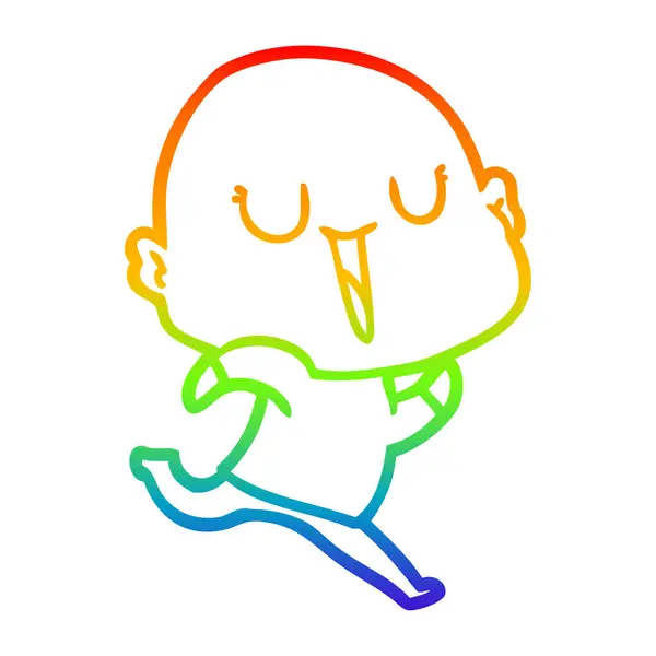 Rainbow gradient ligne dessin heureux dessin animé chauve homme — Image vectorielle