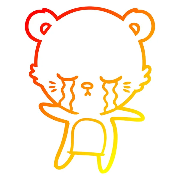 暖かいグラデーションライン描画泣く漫画の極熊 — ストックベクタ