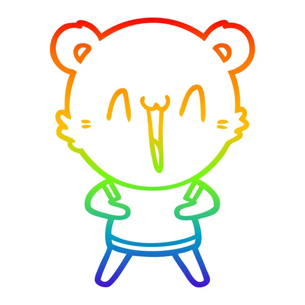 Linha gradiente arco-íris desenho feliz urso polar desenhos animados —  Vetores de Stock