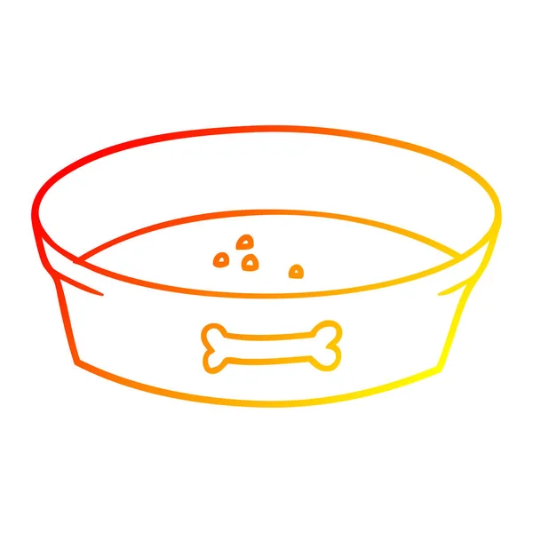 Chaud gradient ligne dessin dessin animé bol de nourriture pour chien vide — Image vectorielle