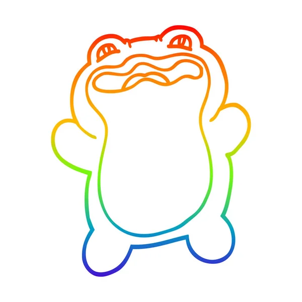 虹のグラデーションライン描画面白い漫画のカエル — ストックベクタ