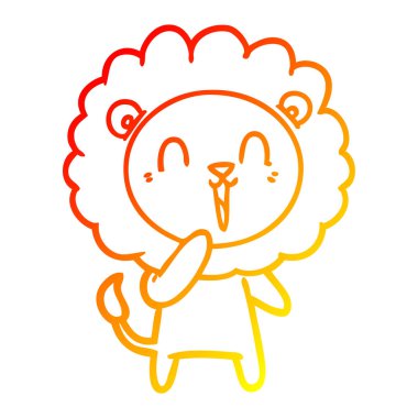 sıcak degrade çizgi çizim gülen aslan karikatür