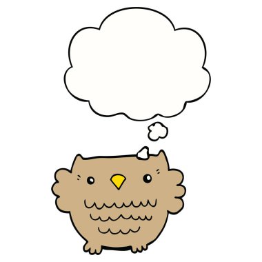 karikatür baykuş ve düşünce balonu