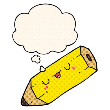 sevimli karikatür kalem ve çizgi roman tarzında düşünce balonu