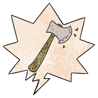 retro doku tarzında karikatür balta ve konuşma balonu