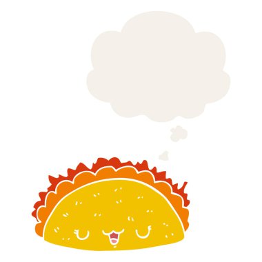 karikatür taco ve retro tarzında düşünce balonu