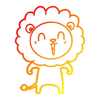 sıcak degrade çizgi çizim gülen aslan karikatür