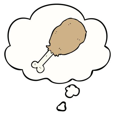 karikatür tavuk bacak ve düşünce balonu