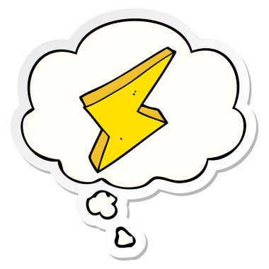 karikatür yıldırım ve baskılı bir etiket olarak düşünce balonu