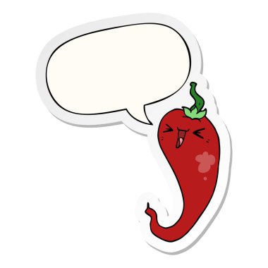 karikatür sıcak biber ve konuşma kabarcık etiket