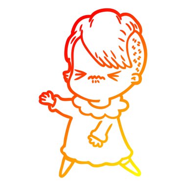 sıcak degrade çizgi çizim karikatür rahatsız hipster kız