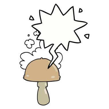 karikatür mantar ve spor bulut ve konuşma balonu