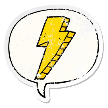 karikatür yıldırım ve konuşma balonu sıkıntılı etiket