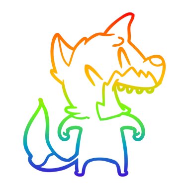 gökkuşağı degrade çizgi çizim gülen tilki karikatür