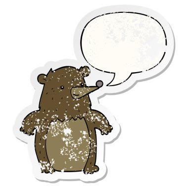 karikatür ayı ve konuşma balonu sıkıntılı etiket