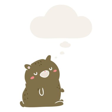 karikatür ayı ve retro tarzı düşünce kabarcık