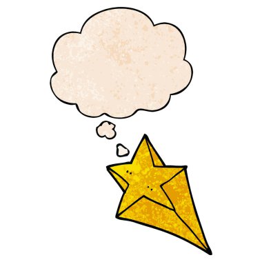karikatür çekim yıldız ve grunge doku patte düşünce balonu