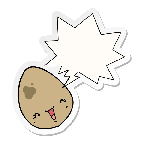 Karikatür yumurta ve konuşma kabarcık Sticker — Stok Vektör