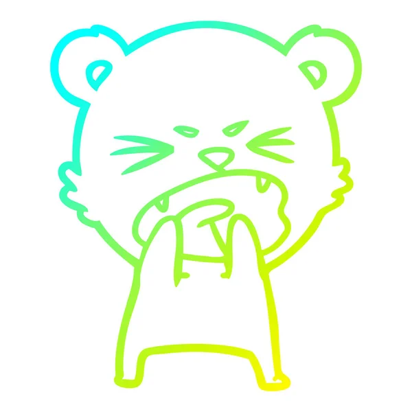 Studená Přechodová čára kreslení hladové kreslené medvídek — Stockový vektor