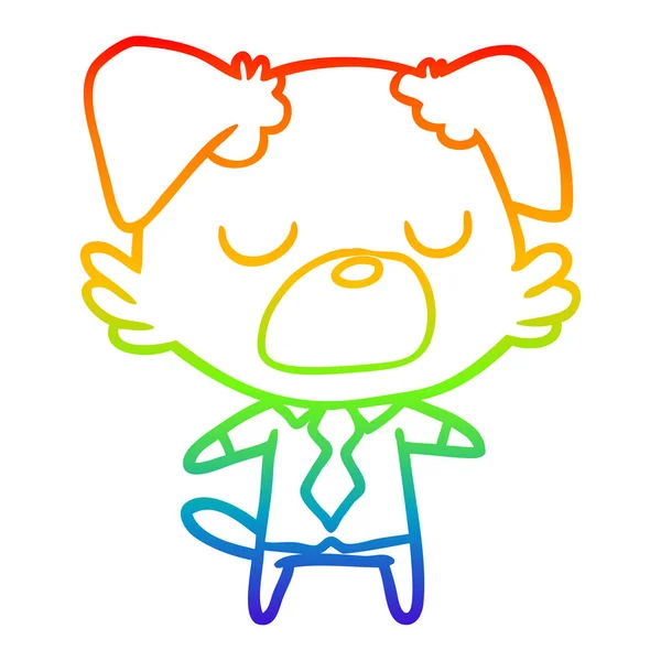 Rainbow gradient ligne dessin dessin animé chien gestionnaire — Image vectorielle