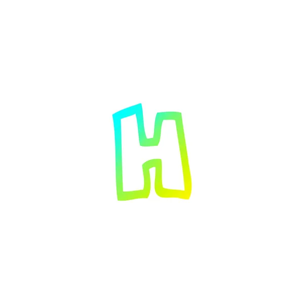 Koude gradiënt lijntekening cartoon letter h — Stockvector