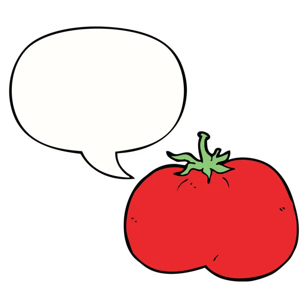Karikatür domates ve konuşma balonu — Stok Vektör