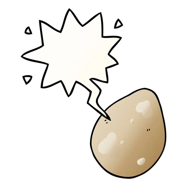 Düzgün degrade tarzında karikatür yumurta ve konuşma balonu — Stok Vektör