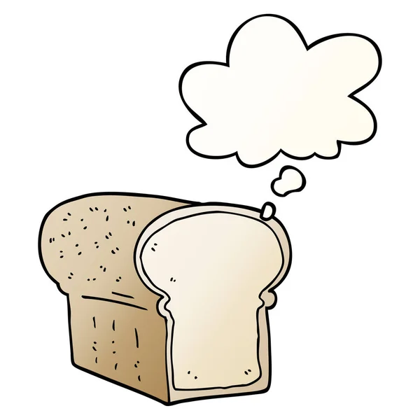 パンの漫画のパンと滑らかなグラデーションスタイルで思考バブル — ストックベクタ