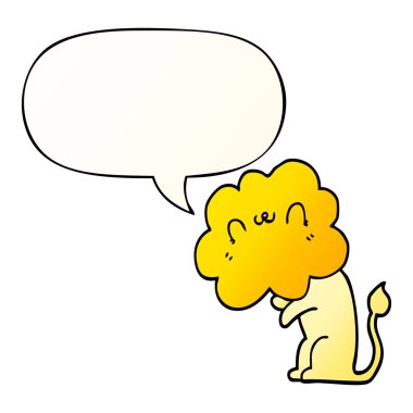 karikatür aslan ve konuşma balonu pürüzsüz degrade tarzında