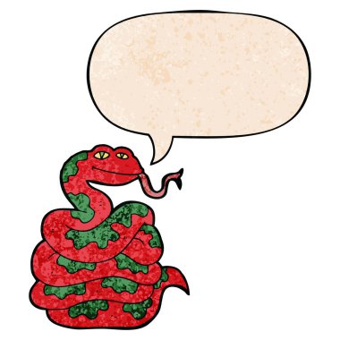 retro doku tarzında karikatür yılan ve konuşma balonu