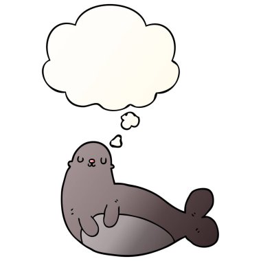 çizgi film mühür ve pürüzsüz degrade tarzında düşünce balonu