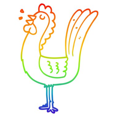 gökkuşağı gradyan çizgi çizim karikatür horoz