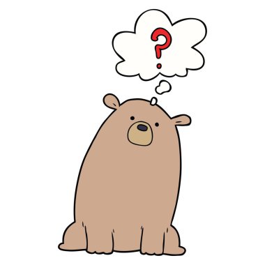 karikatür meraklı ayı ve düşünce balonu