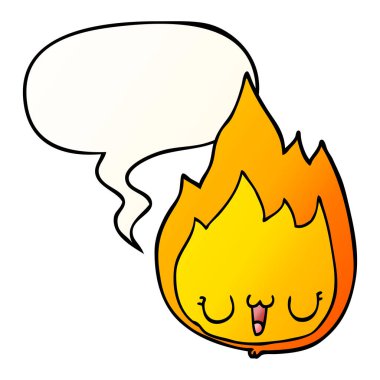 çizgi film alev ve yüz ve konuşma balonu pürüzsüz degrade stil